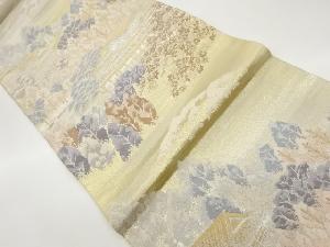 リサイクル　寺院風景に木々模様織出し袋帯